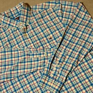 Vineyard Vines Performance Blue, Pink & White Plaid Button-Down Shirt - Men
